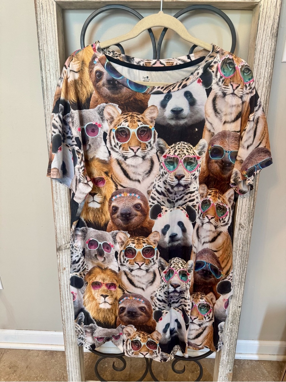 Secret Treasures Animal Sunglasses Sleep Shirt Nightgown Tigers Sloths Small/Med